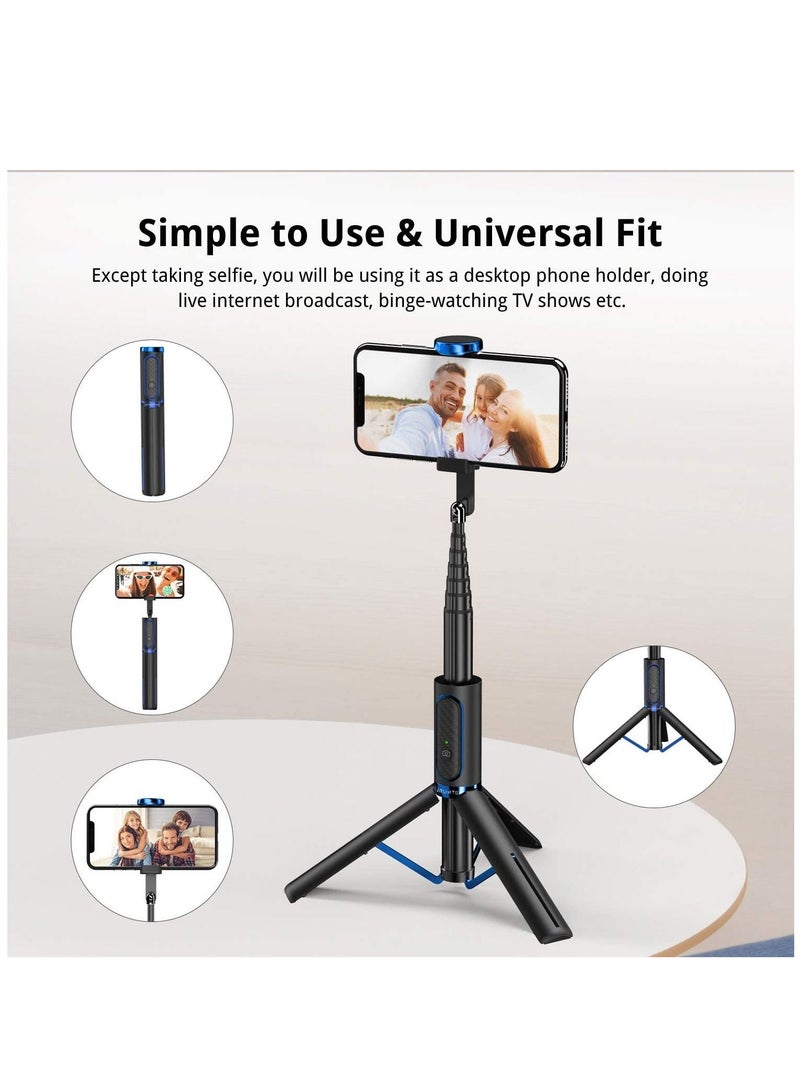 Selfie Stick Tripod, Extendable 3 in 1 Aluminum Bluetooth Selfie Stick with Wireless Remote