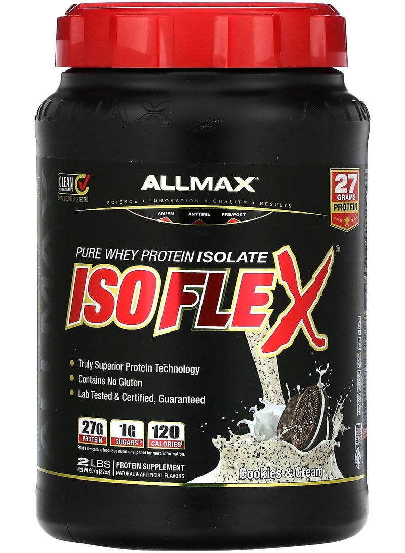 Allmax Isoflex، بروتين مصل اللبن النقي بنسبة 100%، بنكهة الكوكيز والكريمة، 2 رطل (907 جم)