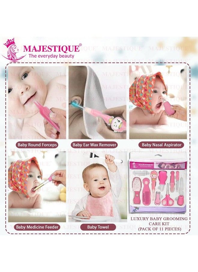 MAJESTIQUE - Luxury Portable Baby Grooming Kit 11 Piece Nursery Healthcare & Baby Grooming Kit For New Born Baby Perfect For Manicure & Pedicure Accessories (Pink) - Image 1