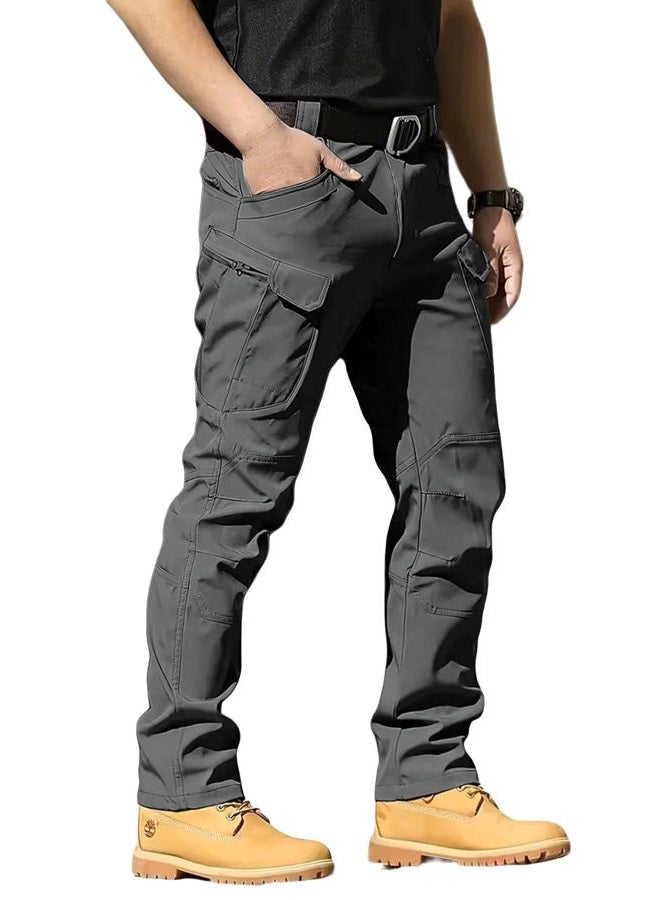 whox Men's Cargo Tactical Pants Work Hiking Trousers Waterproof Lightweight Elastic Waist for Fishing Outdoor with Pockets, Dark Grey, XL - Image 1