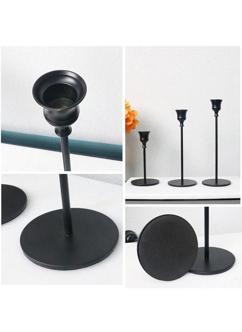 MileMelo Candle Holder Set of 3 Metal Candlestick Holders Taper Candle Holders Candelabra Candle Sticks Holder for Table Centerpieces Modern Decorative Candle Stand for Wedding Dinning（Black）  - Image 5
