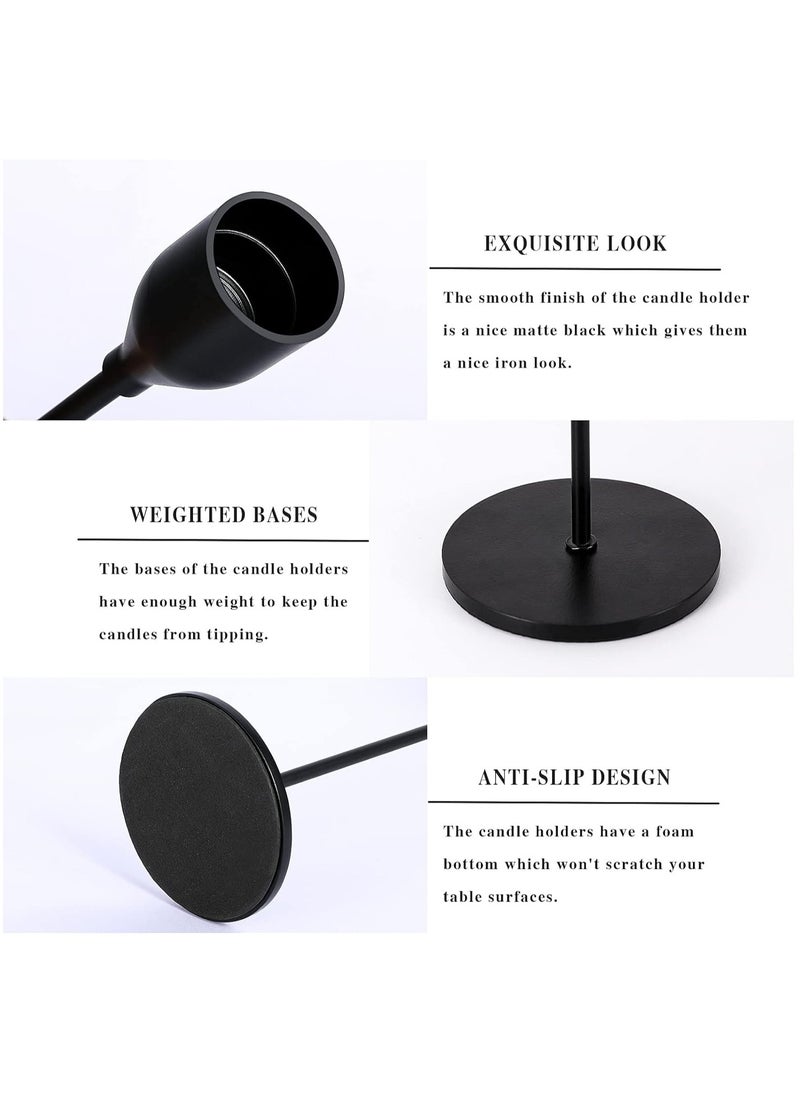 MileMelo Candle Holder Set of 3 Metal Candlestick Holders Taper Candle Holders Candelabra Candle Sticks Holder for Table Centerpieces Modern Decorative Candle Stand for Wedding Dinning（Black）  - Image 3