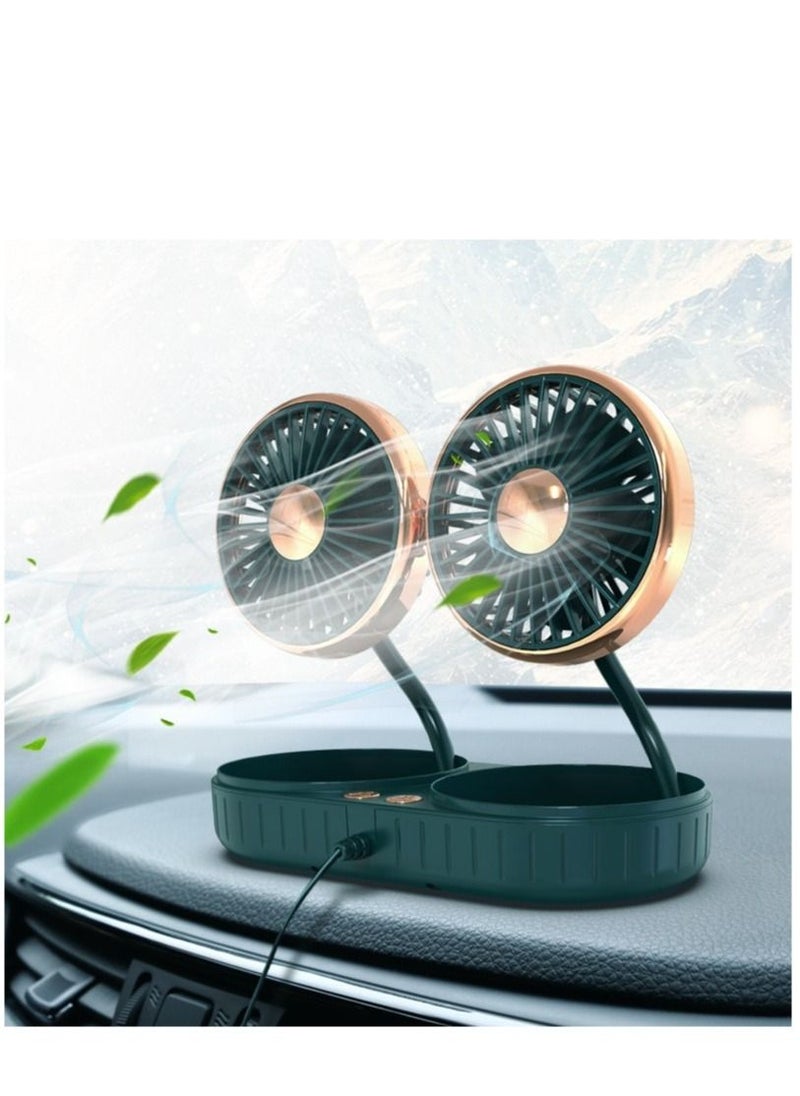 Generic - USB Fan, Portable Vehicle Fan Dual Head Electric Fan, 3 Speed Adjustable, Strong Wind, Truck Air Cooling Fan for Dashboard Desktop, Car Accessories - Image 1