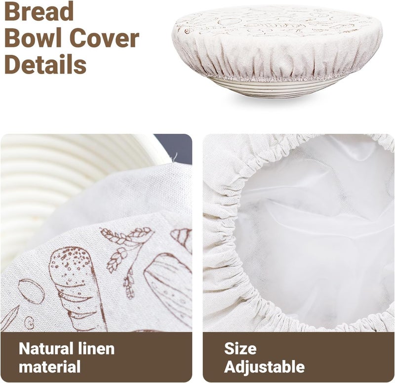 Verigud 2 Pack 10'' Bowl Covers for Bread Proofing with Plastic Liner, Reusable Cloth Bread Bowl Cover for Sourdough Rising - Image 4