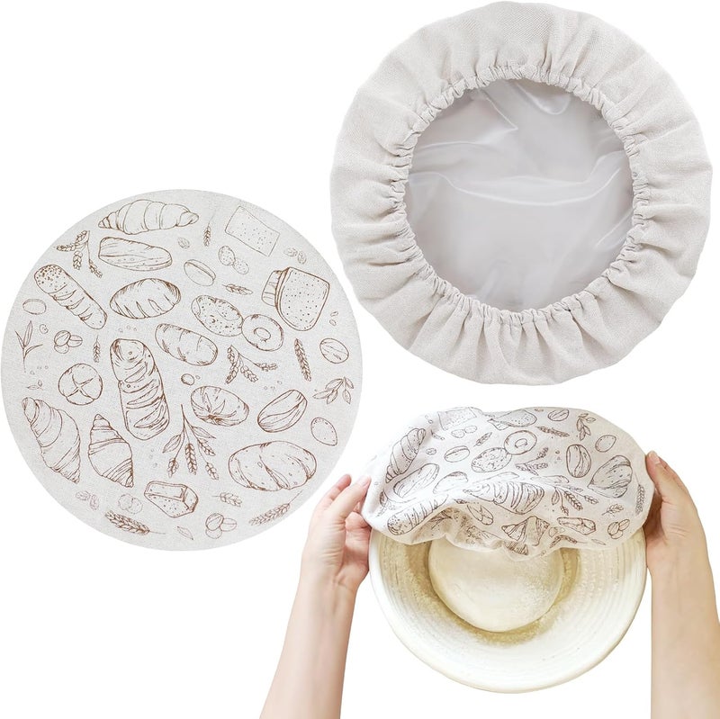 Verigud 2 Pack 10'' Bowl Covers for Bread Proofing with Plastic Liner, Reusable Cloth Bread Bowl Cover for Sourdough Rising - Image 1