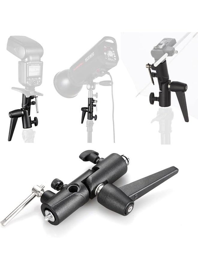 eWINNER H-Type Camera Flash Bracket 180°Swivel Mount Umbrella Holder with 1/4" & 3/8" Screw for Light Stand Reflector Speedlite Softbox - Image 5
