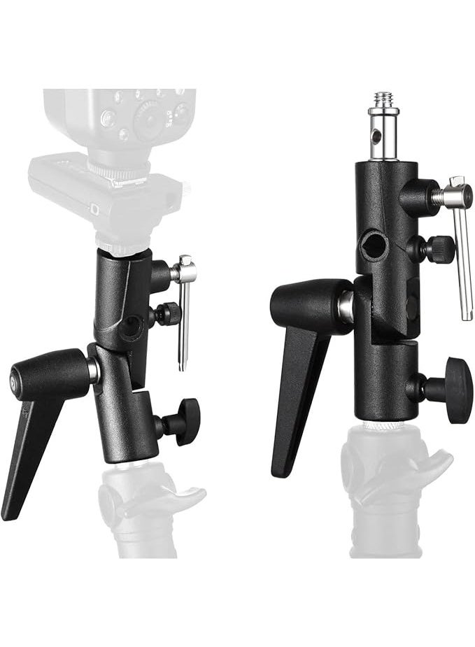 eWINNER H-Type Camera Flash Bracket 180°Swivel Mount Umbrella Holder with 1/4" & 3/8" Screw for Light Stand Reflector Speedlite Softbox - Image 4