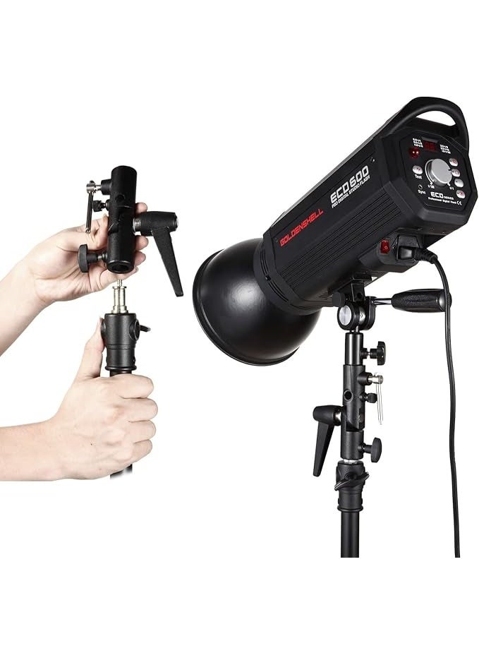 eWINNER H-Type Camera Flash Bracket 180°Swivel Mount Umbrella Holder with 1/4" & 3/8" Screw for Light Stand Reflector Speedlite Softbox - Image 1
