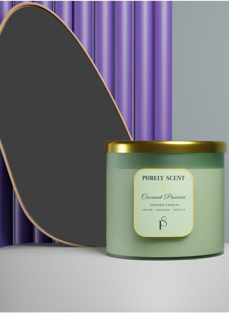 PURELY SCENT Coconut Passion 100% Soy Wax Candle 410 Grams  - Image 3