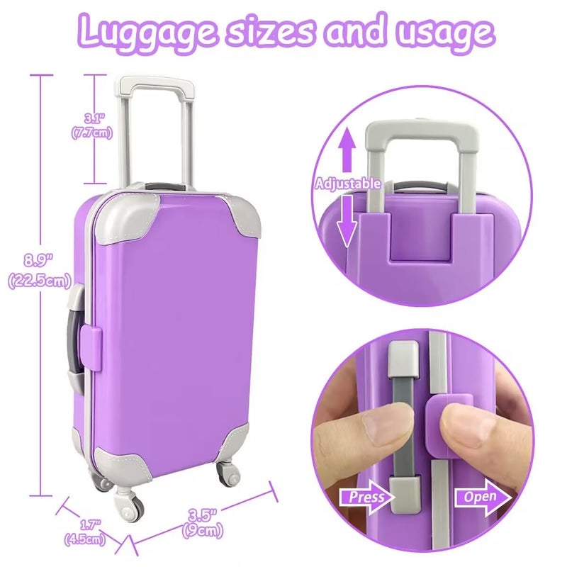 VLUSSO 18 inch Girl Doll Accessories Case Luggage Travel Play Set with Doll Clothes Camera Travel Pillow Bag Dress Glasses Doll Stuff Fit 18 inch Doll Christmas Birthday Gift - Image 2