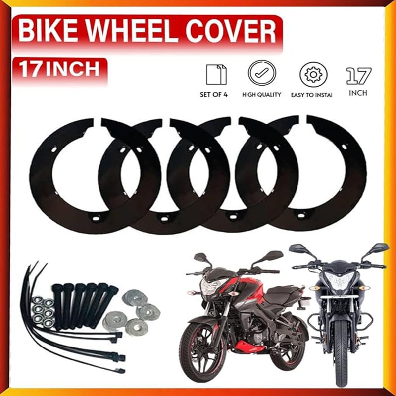 SORAX Bike Wheel Cover for 17 inch Wheel for Bajaj Ns 160, 180,200 and Other Model 17inch All Wheel (Black) - Image 4