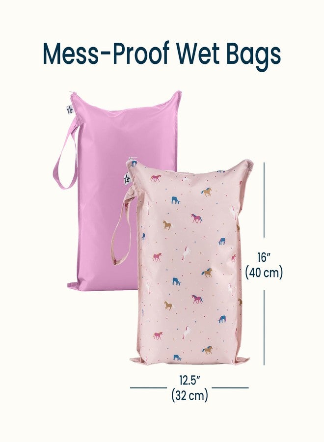 Tiny Twinkle Mess-proof Wet Bags 2 Pack Waterproof and Washable Bag for Travel storage, Stroller, Daycare, Baby Diapers, Yoga, Beach, Pool, Wet Toddler Swimsuits (Unicorn) - Image 3