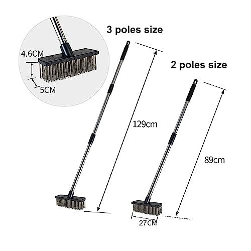 Xifando Heavy-Duty Push Broom Brush - Perfect for Bathroom, Kitchen, Patio, Garage, Deck, Concrete, Wood, Stone, and Tile Floors (10.6" Stainless Steel Bristle-Black) - Image 2