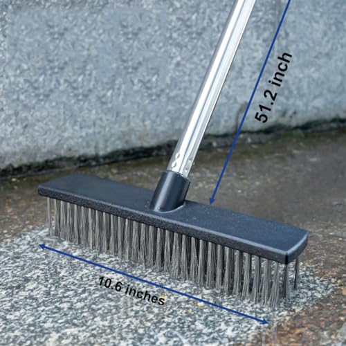 Xifando Heavy-Duty Push Broom Brush - Perfect for Bathroom, Kitchen, Patio, Garage, Deck, Concrete, Wood, Stone, and Tile Floors (10.6" Stainless Steel Bristle-Black) - Image 3