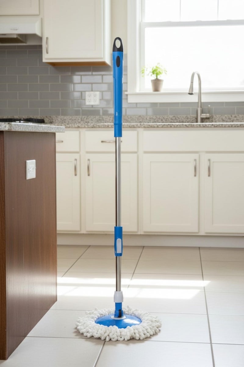 RAYMOX Classic Spin Mop Spares Set Handle with Microfibers Refill Standing Magic Pocha with Easy Grip Handle Mop Stick Rod ( All in One Mop Stick Use ) - Image 1