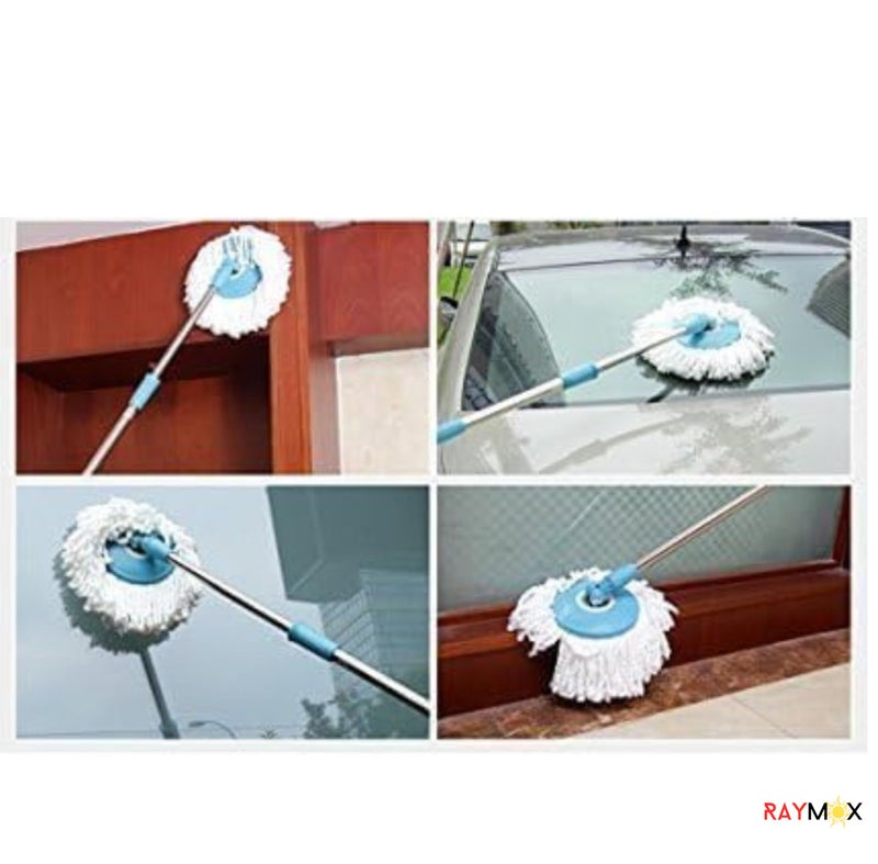 RAYMOX Classic Spin Mop Spares Set Handle with Microfibers Refill Standing Magic Pocha with Easy Grip Handle Mop Stick Rod ( All in One Mop Stick Use ) - Image 2