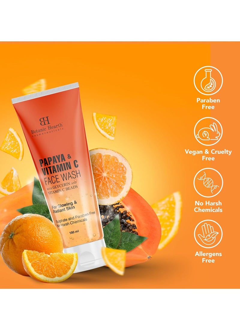 Botanic Hearth Botanic Hearth Vitamin C and Papaya Face Wash Brightening Face Wash with Vitamin C Beads For Glowing and Radiant Skin For Women and Men Sulphate and Paraben Free 100ml  - Image 3