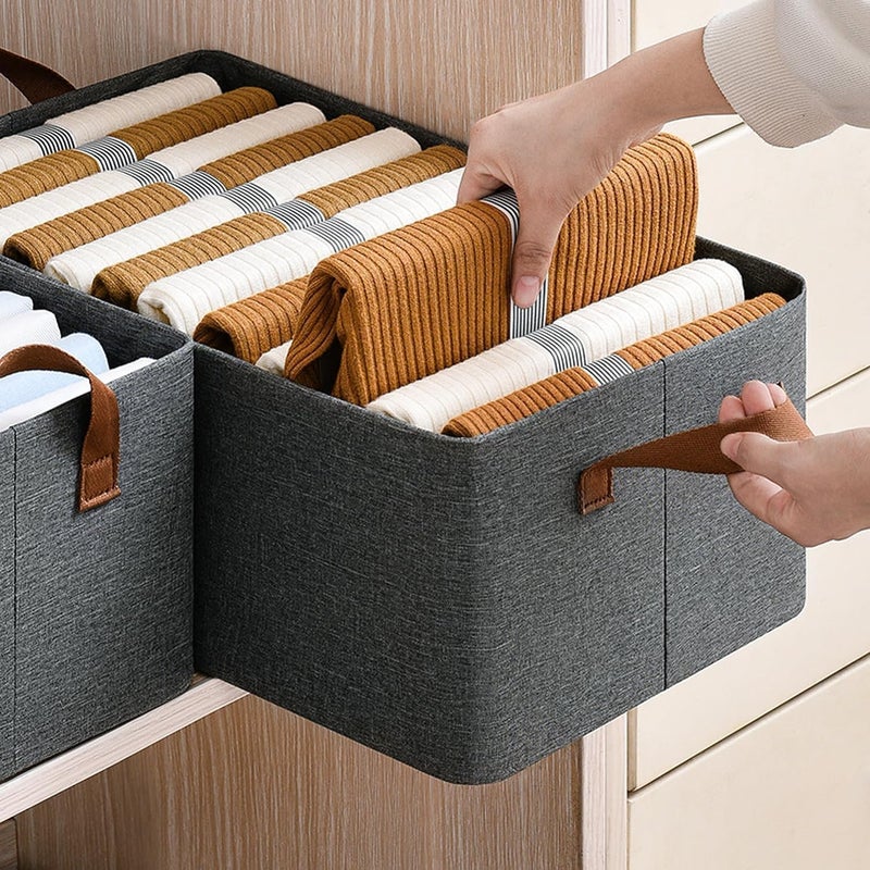 Dangfly Dangfly Wardrobe Organizer for Clothes with Metal Frame Rectangle Storage Baskets for Clothing Fabric Storage Box with Handles Shelf Basket for Storage Clothes Pants Jeans Pack Of 1 - Image 2