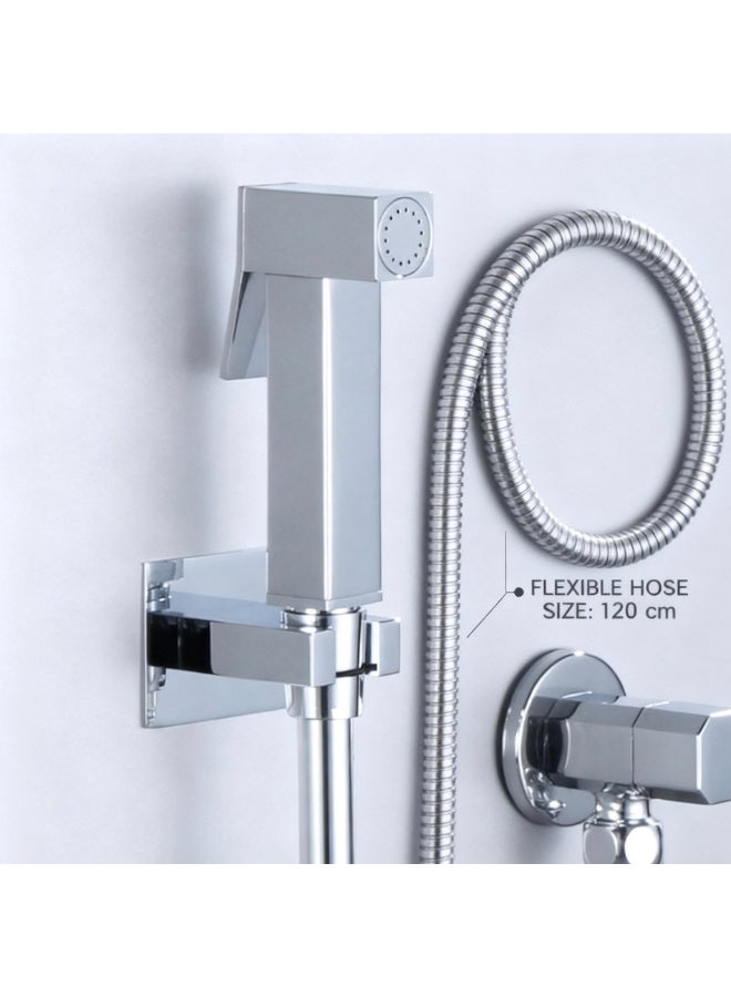 VMAX Stainless Steel Handheld Bidet Sprayer – Wall Mounted, Single Function, 120cm Flexible Hose, 15 PSI Pressure, Multi-Purpose Cleaning for Bathroom, Toilet, Kitchen & Pets - Image 1