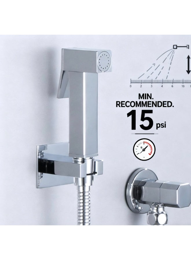 VMAX Stainless Steel Handheld Bidet Sprayer – Wall Mounted, Single Function, 120cm Flexible Hose, 15 PSI Pressure, Multi-Purpose Cleaning for Bathroom, Toilet, Kitchen & Pets - Image 2
