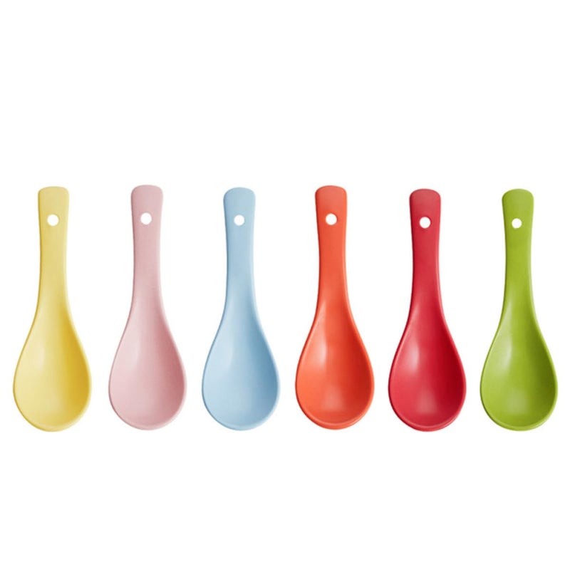 6Pcs Ceramic Soup Spoons Food Grade Tableware Dessert Scoops Kitchen Utensils - Image 2