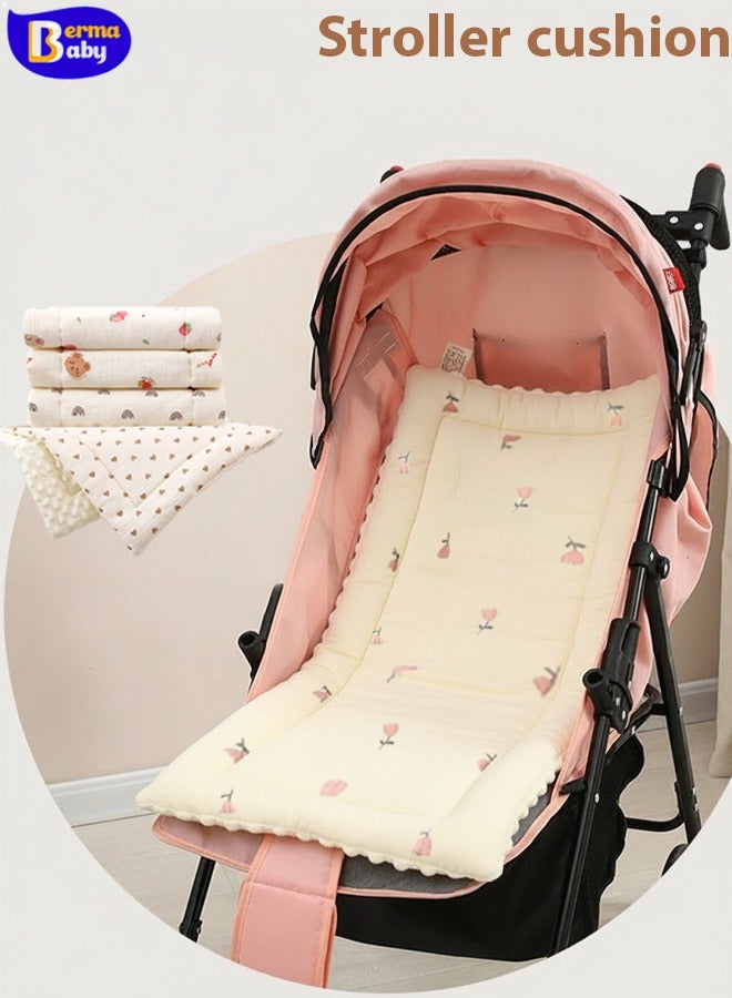 Berma Baby وسادة مقعد عربة الأطفال، وسادة مقعد للأطفال الصغار، وسادة مقعد عالمية قابلة للتنفس، وسادة مقعد عربة الأطفال حديثي الولادة، بطانة مقعد سيارة طعام الأطفال، وسادة مقعد قطنية لعربة الأطفال للأولاد والبنات (زهرة وردية) - Image 1