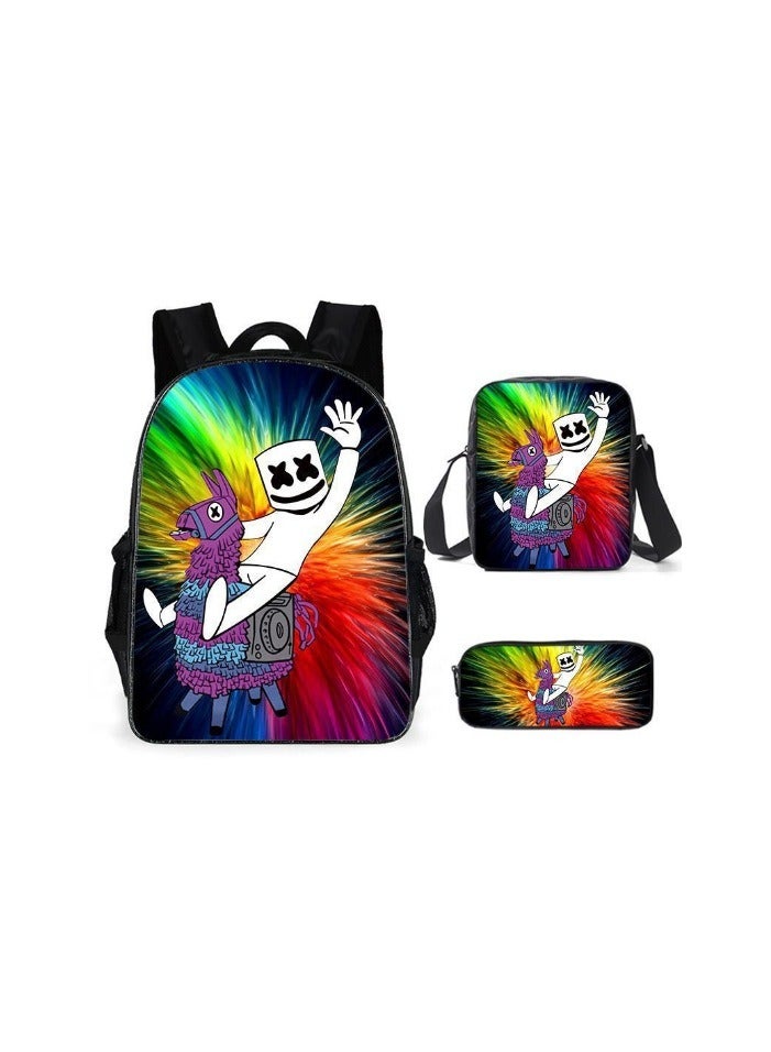 Backpacker Versatile Electronic Music Marshmello Schoolbag High School Student Backpack 42*29*16CM+Pen Bag 24*14*7CM+Shoulder Bag 23*19*6CM three-piece set - Image 1