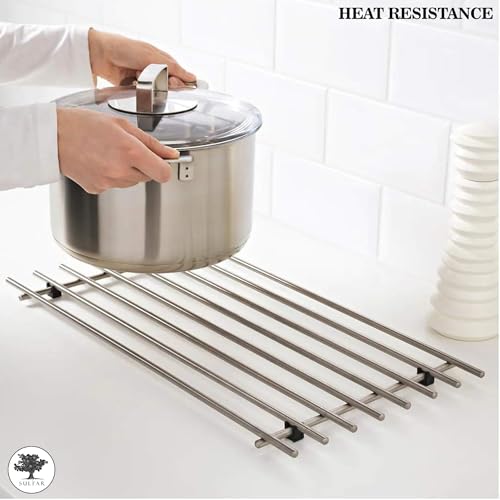 Sulfar Big Hot Pot Stand for Kitchen Trivets for Hot Pots Vessel Stands Dining Table Stands for Hot Dishes (Silver) Design 2 - Image 3