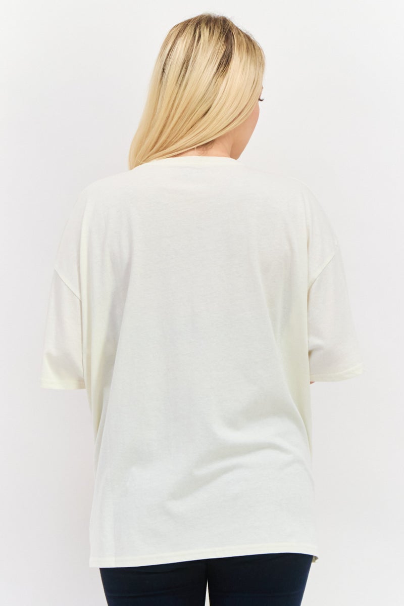 Wrangler Women Round Neck Short Sleeves Graphic Print  T-Shirt, White - Image 3