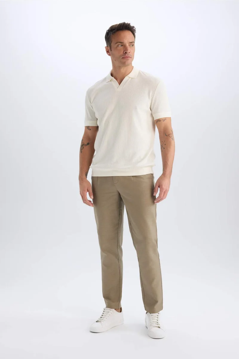 ديفاكتو Relax Fit Straight Leg Cotton Summer Fabric Trousers