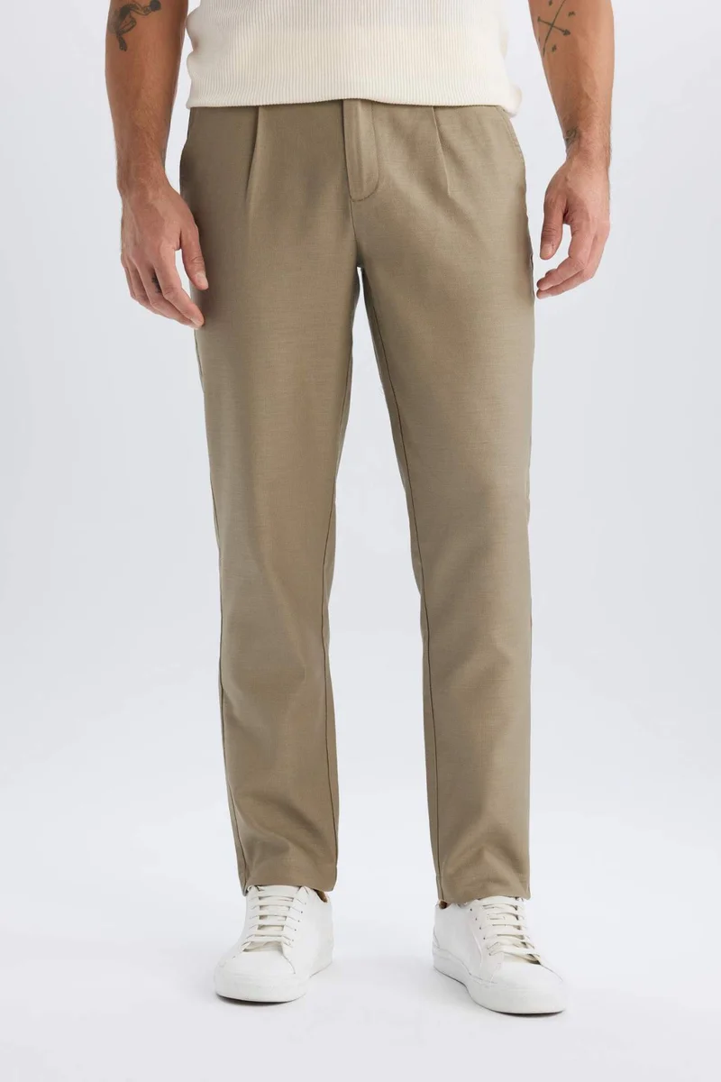 Defacto  Relax Fit Straight Leg Cotton Summer Fabric Trousers for Men | Best Price UAE