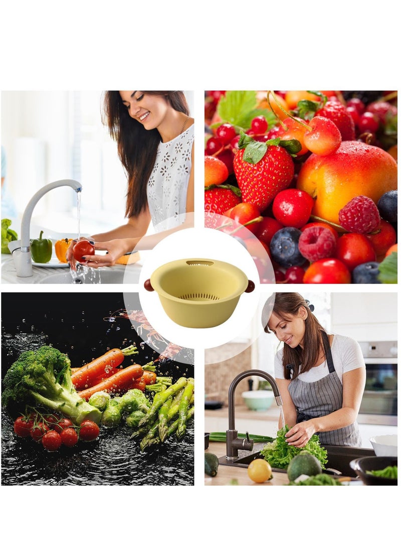 SYOSI Sink Drain Colander Double Layer Sink Strainer with Smooth Surface Long Lasting Drainer Basket Portable Dish Cleaning Strainer Colander Set for Cleaning Washing Mixing for Fruit Food Vegetables  - Image 2
