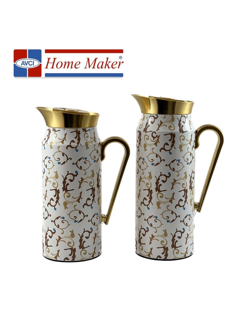 Home Maker 2-Piece Thermal Flask Set – 0.75L & 1L – Stainless Steel Exterior & Inner Glass Insulation - Image 1