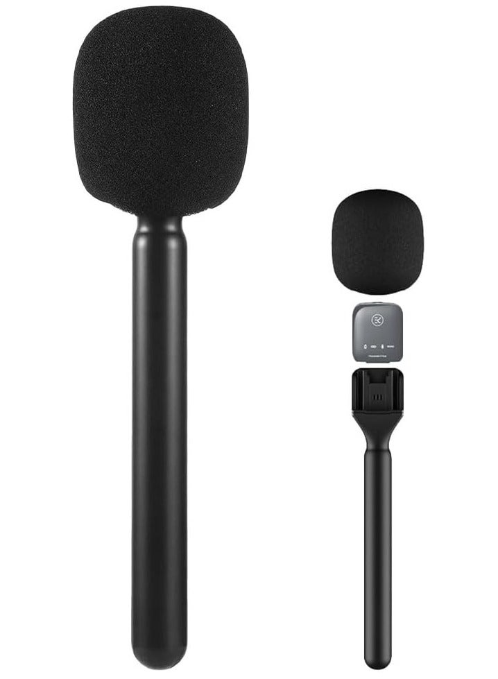 ELTRAZONE Microphone Handheld Adapter, Wireless Interview Lavalier Microphone Adapter for DJI Mic 1/2, Rode Wireless GO II, Hollyland Lark, Synco G1, Microphone Grip with Wind Protection for Osmo Pocket  - Image 1