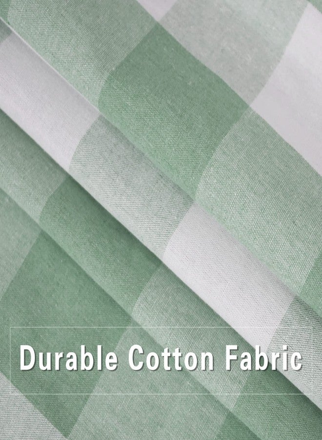 UPOPO Curtains for Windows Buffalo Check Plaid Gingham Pattern Rod Pocket Cotton Curtain Panels 63 inch Length Farmhouse Kitchen Curtains 2 Panels Living Room Bedroom Basement Green White 52"x63" - Image 3