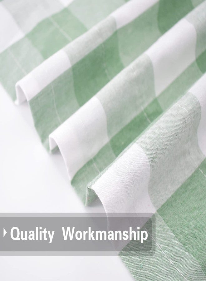UPOPO Curtains for Windows Buffalo Check Plaid Gingham Pattern Rod Pocket Cotton Curtain Panels 63 inch Length Farmhouse Kitchen Curtains 2 Panels Living Room Bedroom Basement Green White 52"x63" - Image 5
