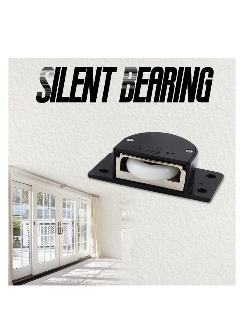 Sliding Door Pulley, Plastic Sliding Door Roller, Made of Thickened Plastic, Nylon Material Pulley, for Cabinet Barn Door Wardrobe Closet, Silent Sliding, Wear-Resistant and Durable (Black) (4 Pairs)