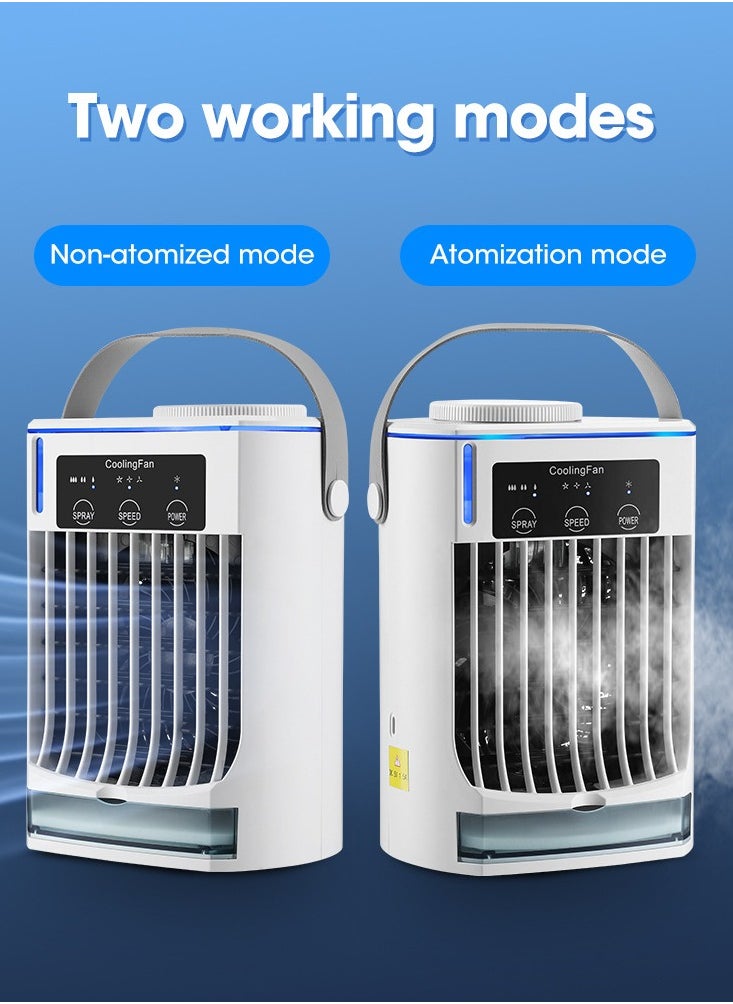 Portable Air Conditioner, Evaporative Mini Air Cooler with Water Tank, 3 Adjustable Wind Speeds,Two Working Modes, Detachable Activated Carbon Filter, Personal Mini AC Unit for Bedroom Office