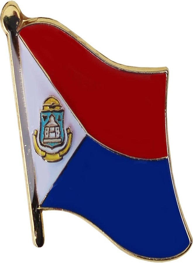 Flagline St. Maarten Flag Die-struck Metal Single Lapel Pin with Butterfly Clasp Closure - Image 1