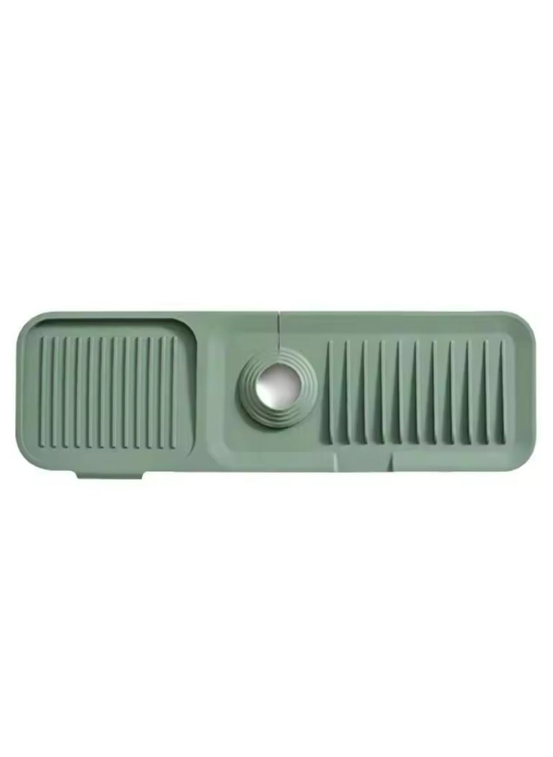 BLUE CORAL Kitchen Silicone Sink Faucet Mat 60cm Splash Guard for Sink Faucet Absorbent Sink Protectors Mat Kitchen Sink Gadgets (Green)  - Image 1