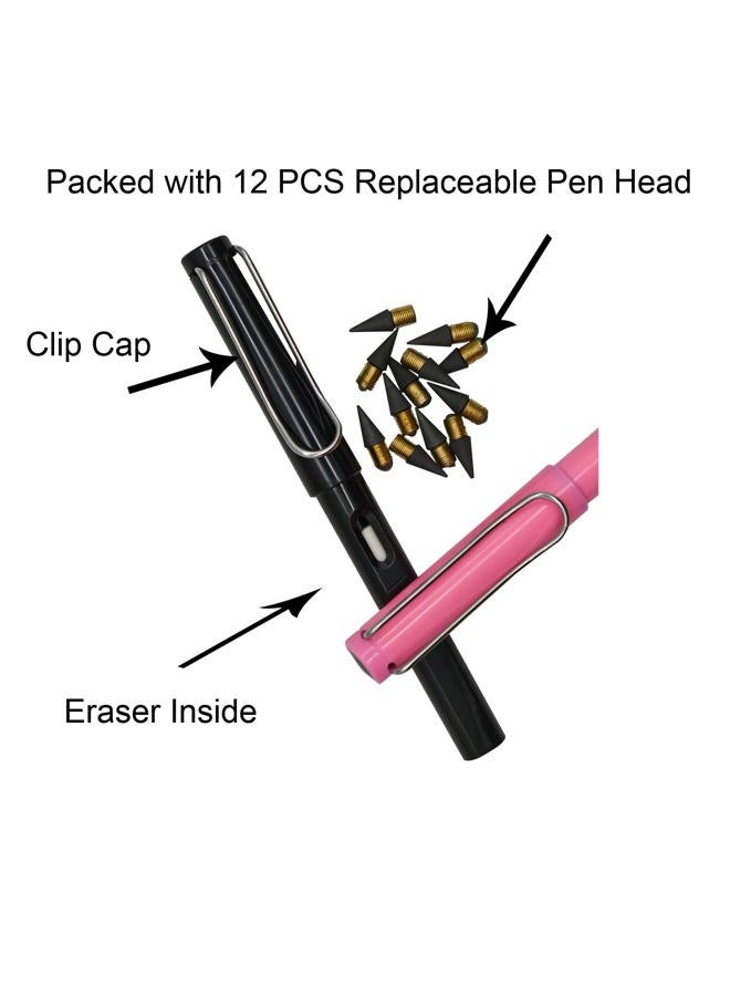 Lopenle 6pcs Infinity Eternal Pencils Forever Inkless Pen Everlasting Pencil With 12PCS Replaceable Nibs Technology Magic Writing Pencil For School Office Professional Use - Image 4