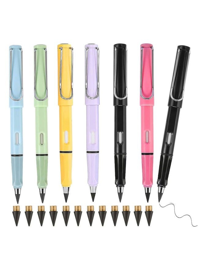 Lopenle 6pcs Infinity Eternal Pencils Forever Inkless Pen Everlasting Pencil With 12PCS Replaceable Nibs Technology Magic Writing Pencil For School Office Professional Use - Image 1