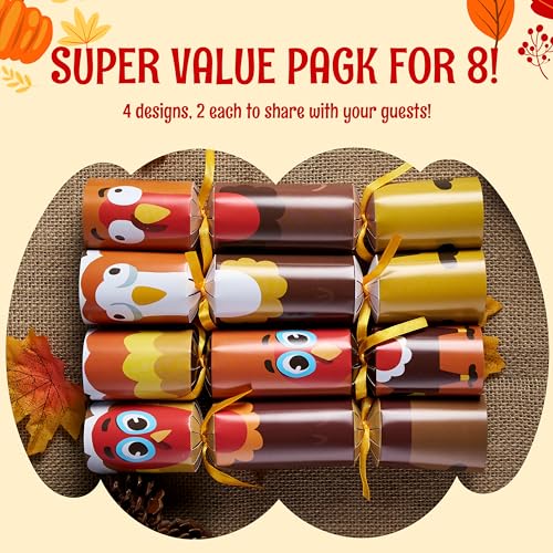 JOYIN 8 PACK Thanksgiving NonSnap Party Favor Turkey Style Thanksgiving Party Games for Fall Holiday No Snap Party Table Favor Set with Joke Dice Gifts Holiday Prizes for Kids Adults - Image 5