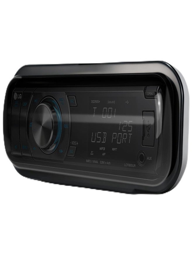 Herdio Water-Resistant Marine Stereo Cover - Smoke-Tinted Heavy-Duty Boat Radio Protector with Flip-Up Door, Spring-Activated Release, and Included Mounting Gasket（White） - Image 1