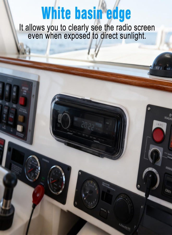 Herdio Water-Resistant Marine Stereo Cover - Smoke-Tinted Heavy-Duty Boat Radio Protector with Flip-Up Door, Spring-Activated Release, and Included Mounting Gasket（White） - Image 5