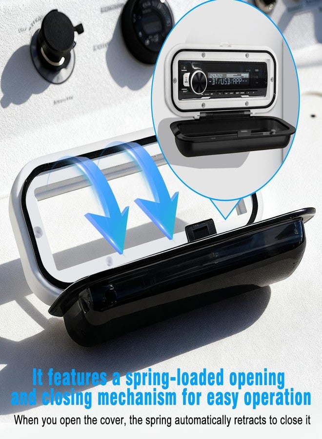 Herdio Water-Resistant Marine Stereo Cover - Smoke-Tinted Heavy-Duty Boat Radio Protector with Flip-Up Door, Spring-Activated Release, and Included Mounting Gasket（White） - Image 3