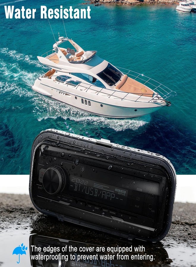 Herdio Water-Resistant Marine Stereo Cover - Smoke-Tinted Heavy-Duty Boat Radio Protector with Flip-Up Door, Spring-Activated Release, and Included Mounting Gasket（White） - Image 2