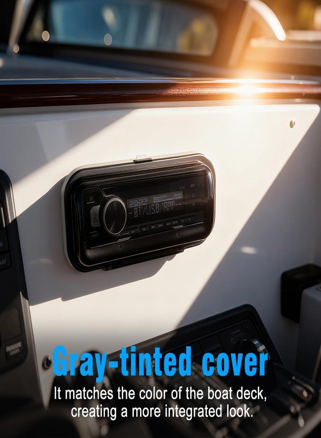 Herdio Water-Resistant Marine Stereo Cover - Smoke-Tinted Heavy-Duty Boat Radio Protector with Flip-Up Door, Spring-Activated Release, and Included Mounting Gasket（White） - Image 4
