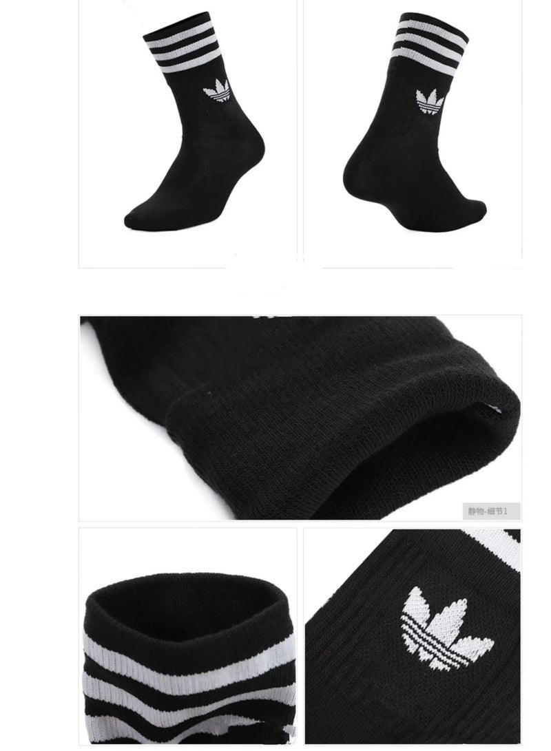 اديداس طقم جوربين للرجال والنساء، زوجان، لون أسود، جودة عالية، مقاس واحد يناسب الجميع - Image 3