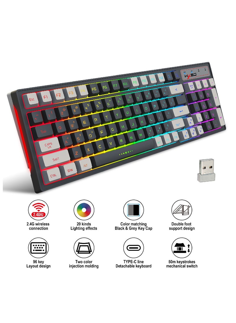 HXSJ Hxsj L900 Wireless Gaming Keyboard 96 Key Layout with Mouse Rgb  - Image 4
